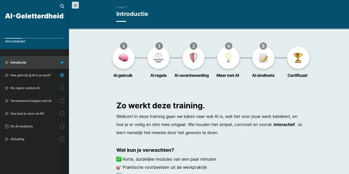 Leerpad met 6 modules