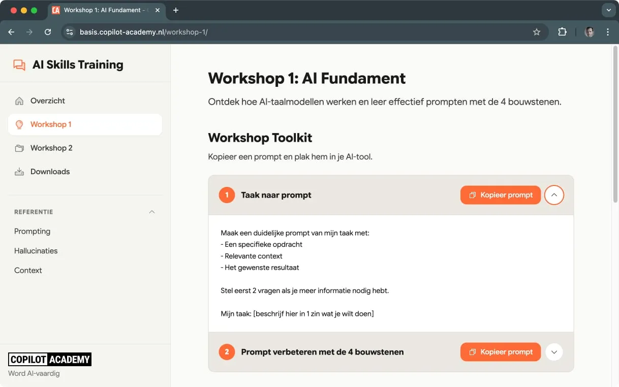 Workshop Toolkit met kopieerbare prompts